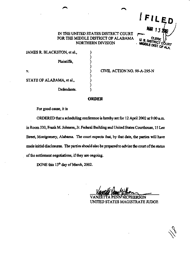 Court sets scheduling conference
